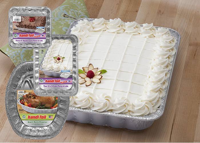 Handi-Foil Square Disposable Aluminum Foil Cake Pan w/Clear Dome